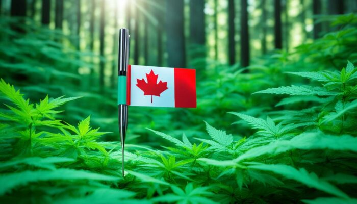 A CBD pens in Canada, symbolizing the booming cannabis industry. The Canadian government's struggle to keep up is evident.